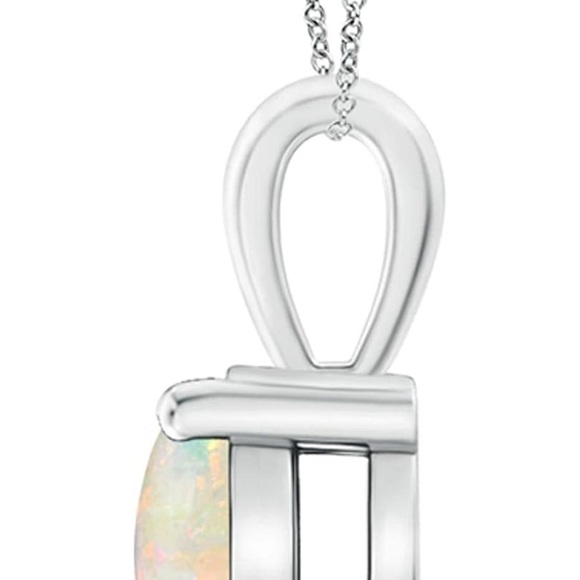 ANGARA 1.15 Ct AAAA-Grade Classic Round Opal Solitaire Pendant in 14K White Gold - Picture 2 of 11